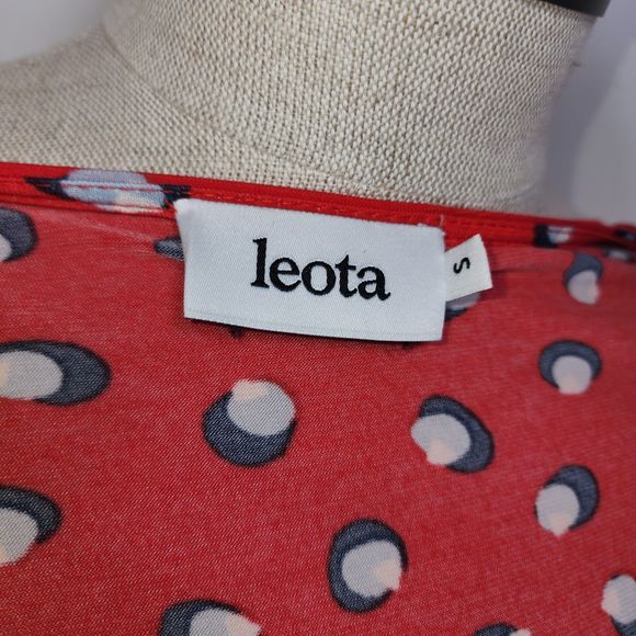 Leota Sleeveless Red Midi Dress with Abstract Polka Dots Size Small - Picture 7 of 7